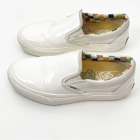 VANS x Karin Rozunko White Patent Leather Platform Slip On Sneakers Size 7.5 - Picture 7 of 10